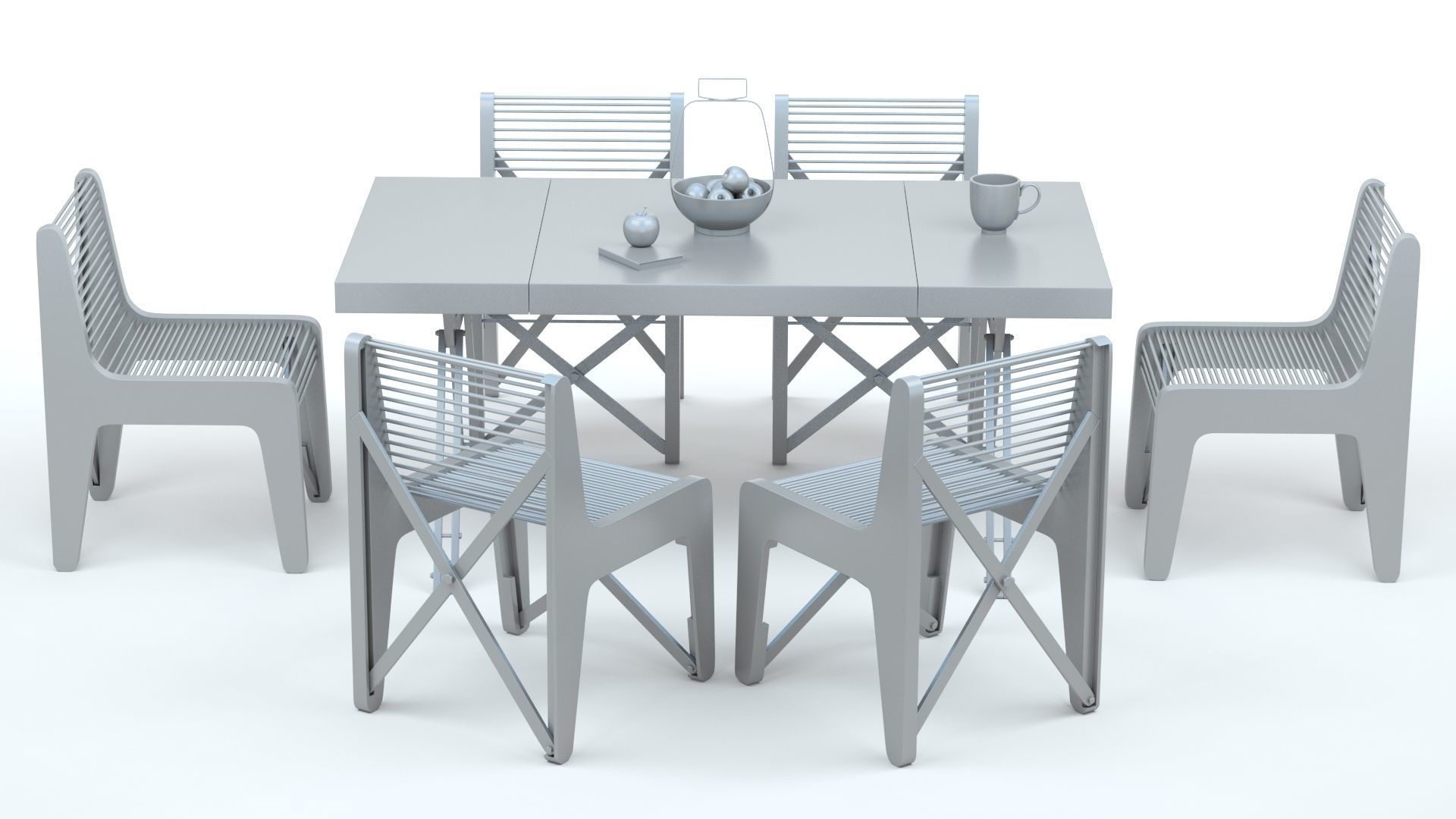 Collapsible  Wood Chair and Table 3D model_16