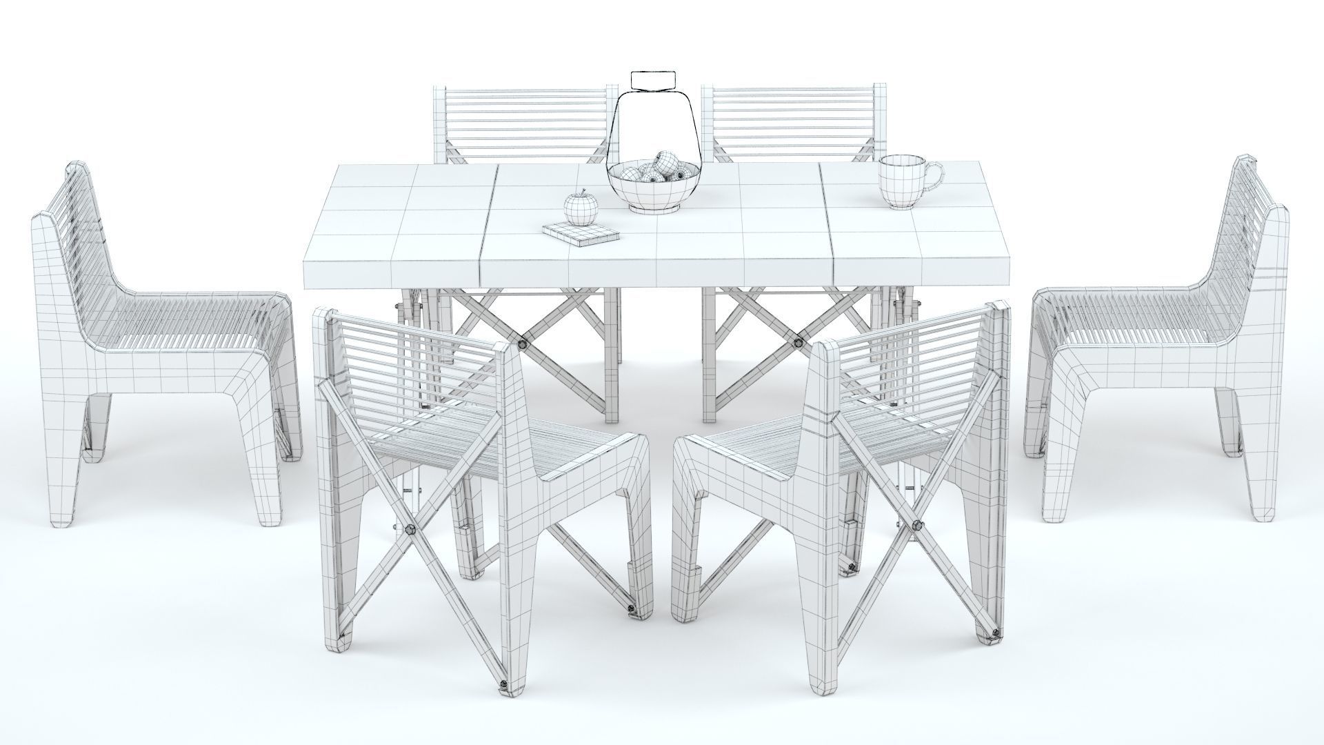 Collapsible  Wood Chair and Table 3D model_24