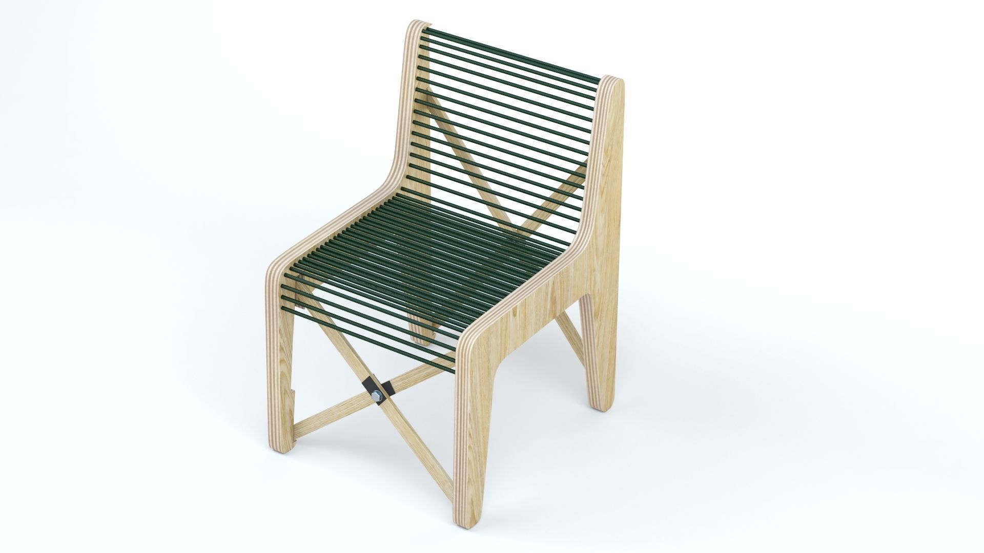 Collapsible  Wood Chair and Table 3D model_14