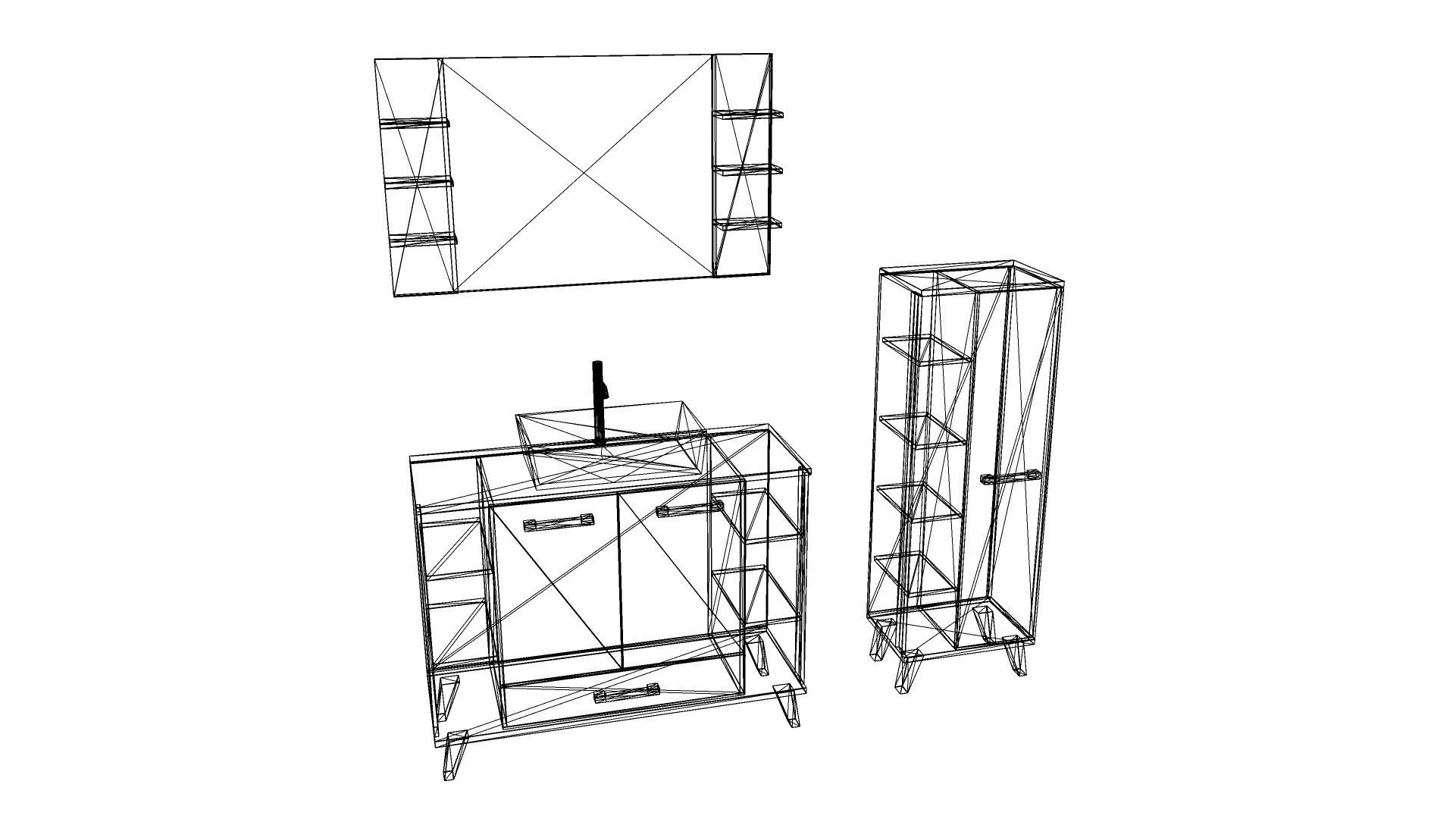 minimalist wardrobe model with glass and sink 3D model_6