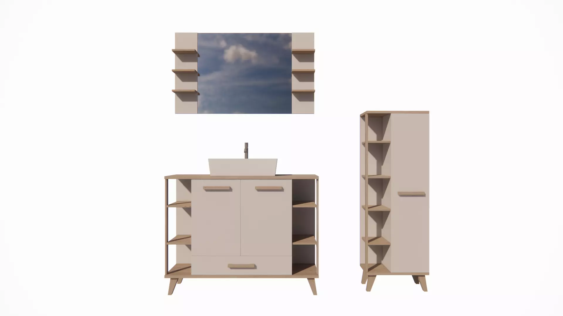 minimalist wardrobe model with glass and sink 3D model_0