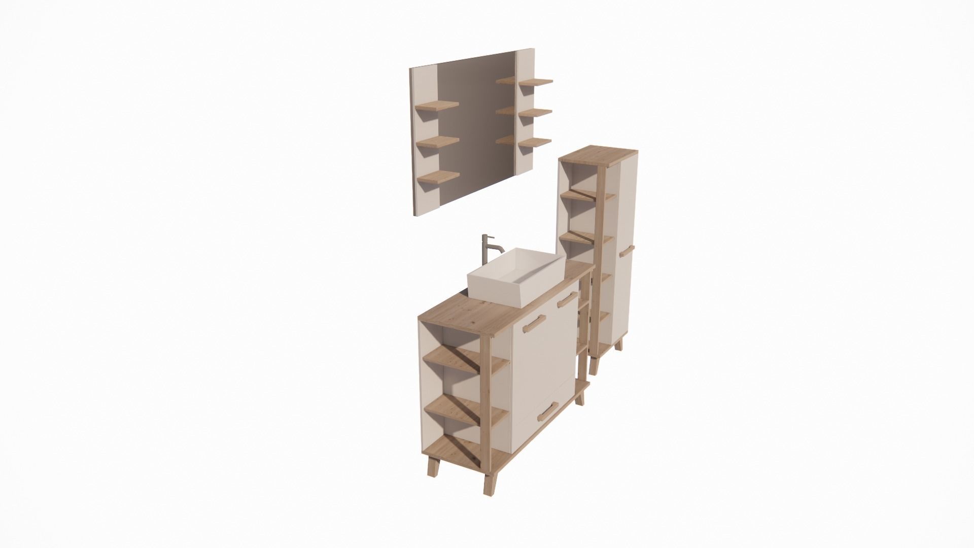minimalist wardrobe model with glass and sink 3D model_2