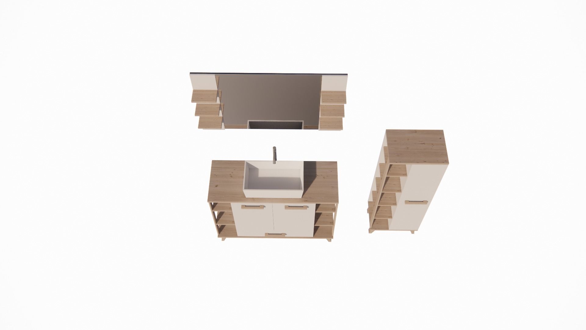 minimalist wardrobe model with glass and sink 3D model_3