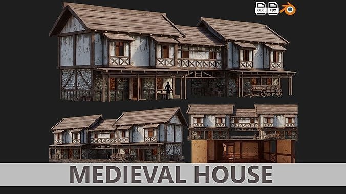 1 - 40 OLD MEDIEVAL BUILDINGS PACK 4K Textures GameReady Low-poly 3D model 6