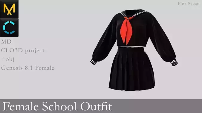 Female School Outfit Marvelous Designer