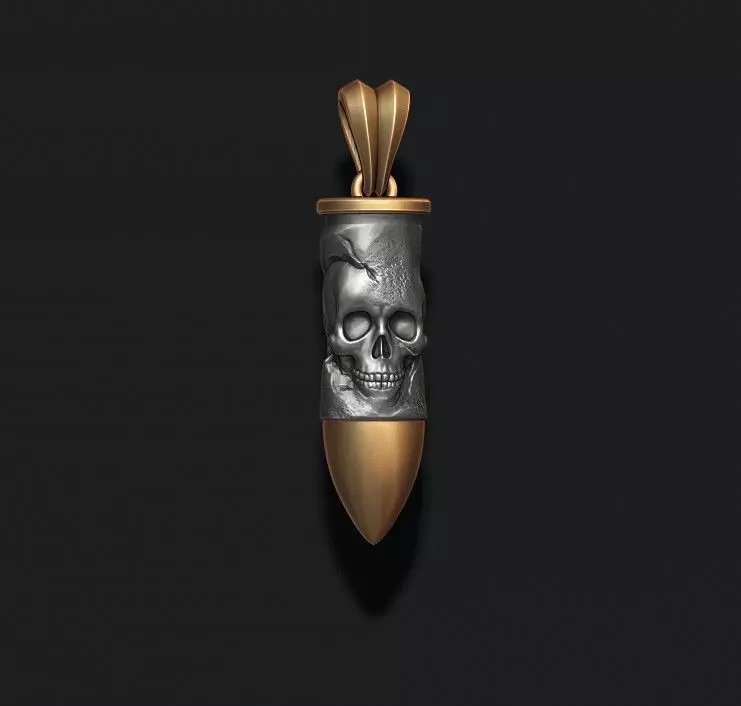 bullet skull pendant 3D print model_0
