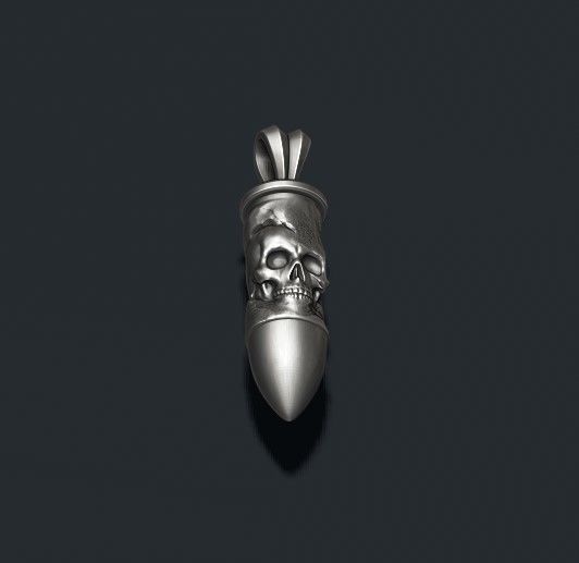 bullet skull pendant 3D print model_6