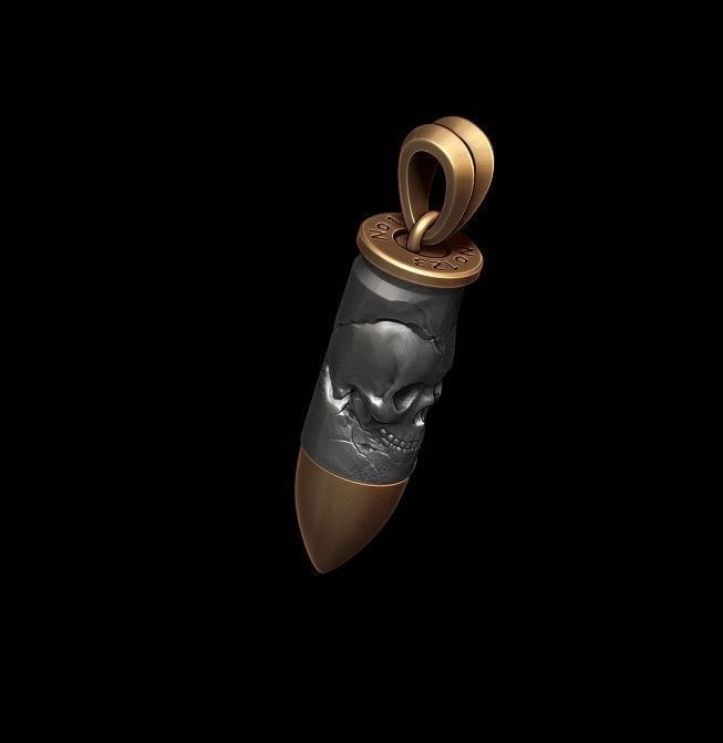 bullet skull pendant 3D print model_3