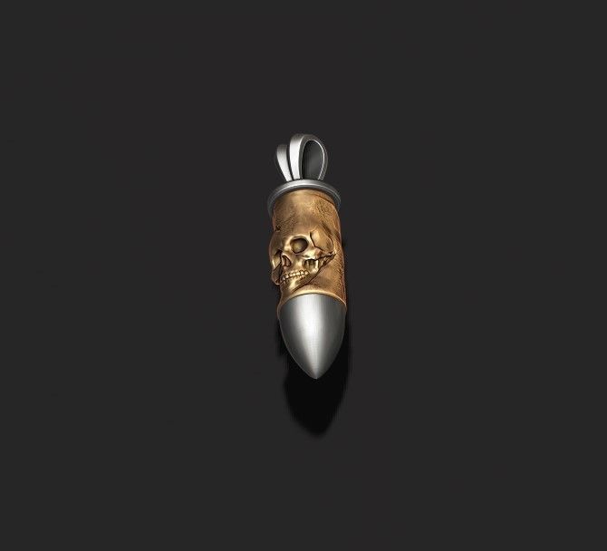 bullet skull pendant 3D print model_9