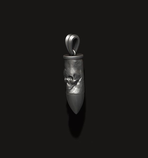 bullet skull pendant 3D print model_8