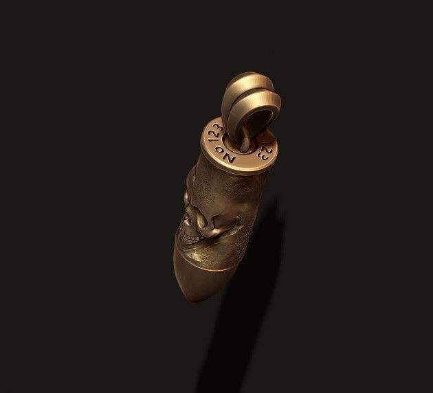 bullet skull pendant 3D print model_2
