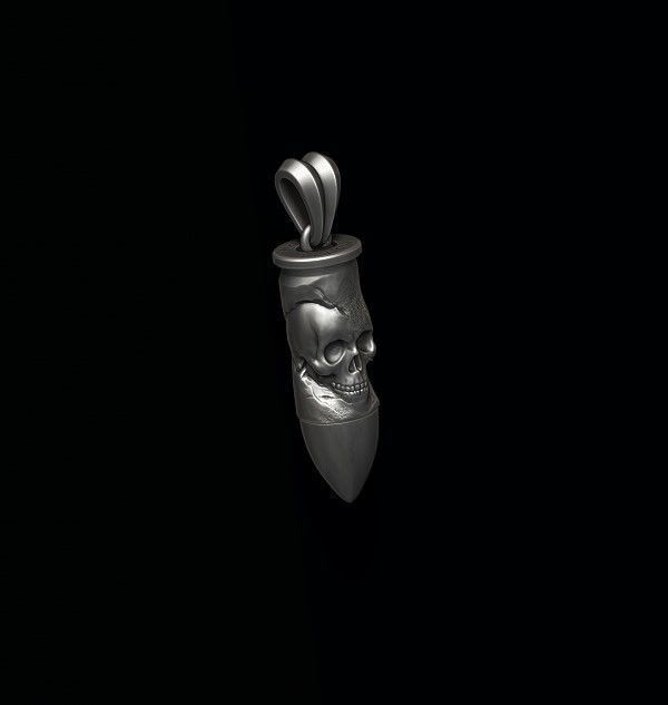 bullet skull pendant 3D print model_7