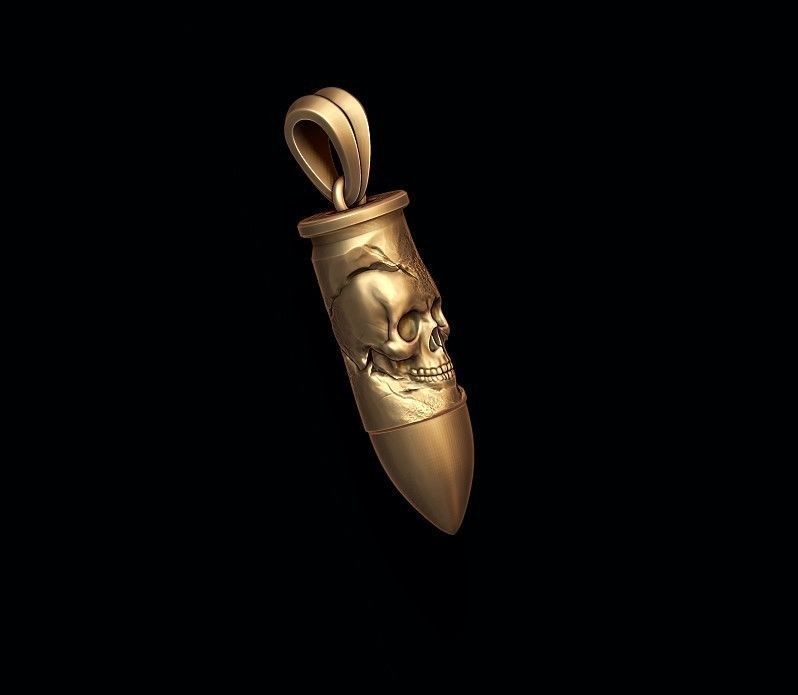 bullet skull pendant 3D print model_1