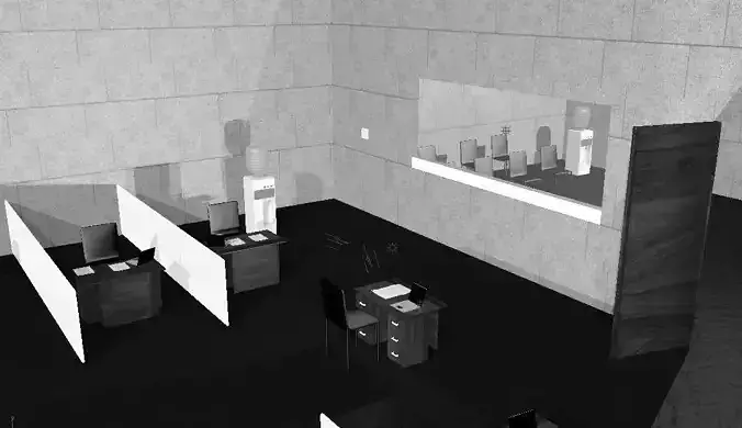 Office room with desks and chairs