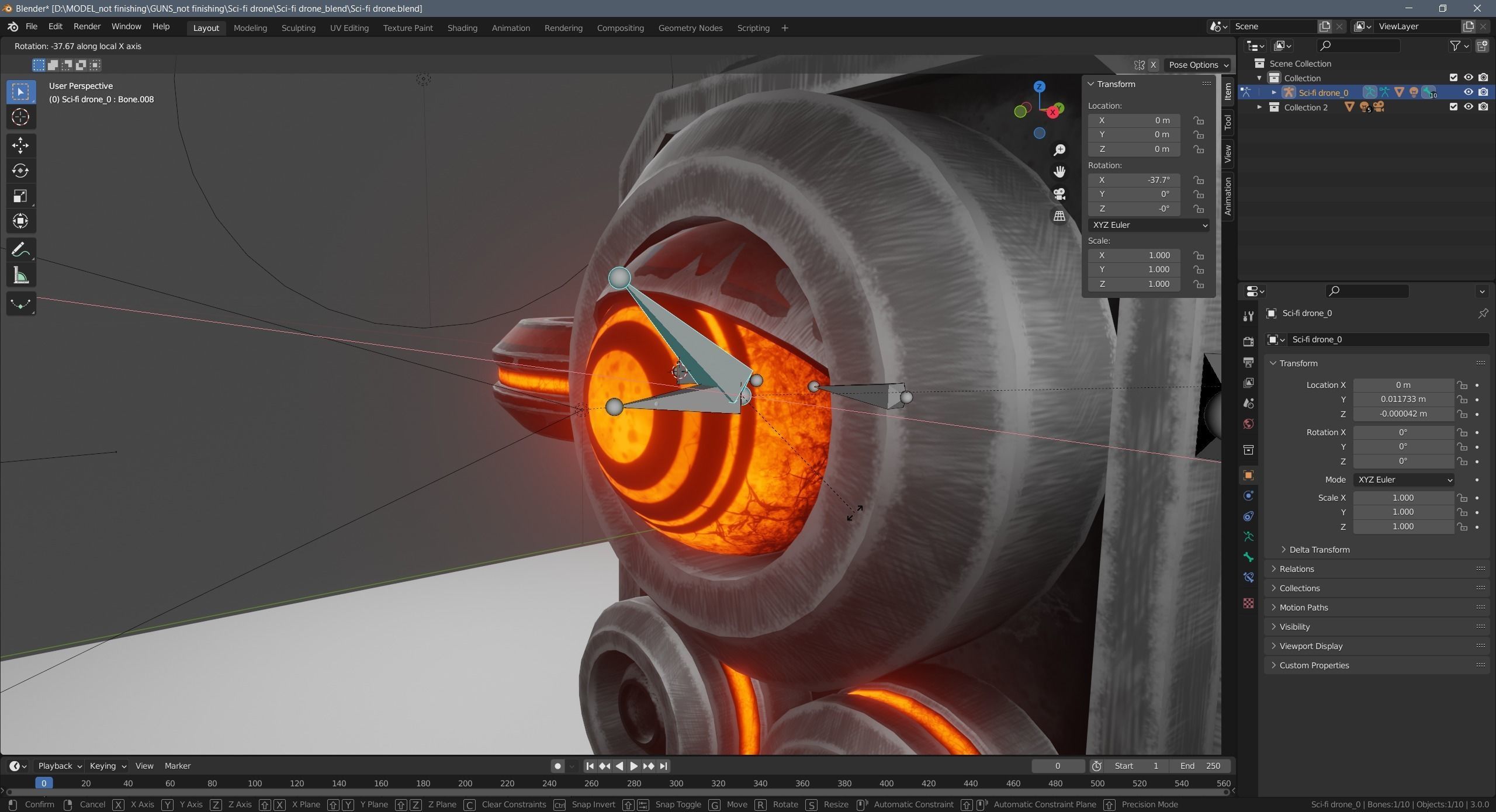 Sci-fi drone Low-poly 3D model_29