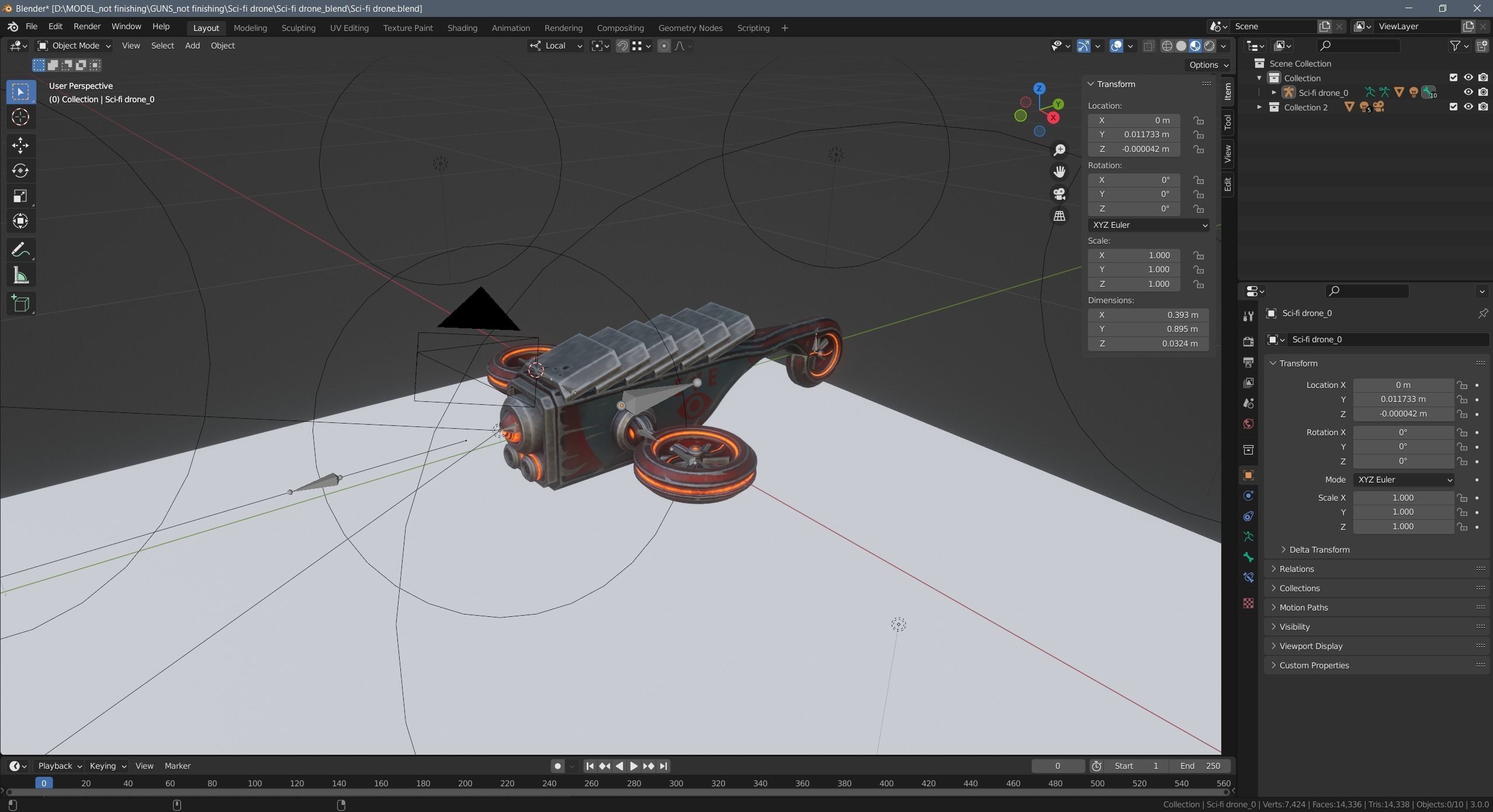 Sci-fi drone Low-poly 3D model_26