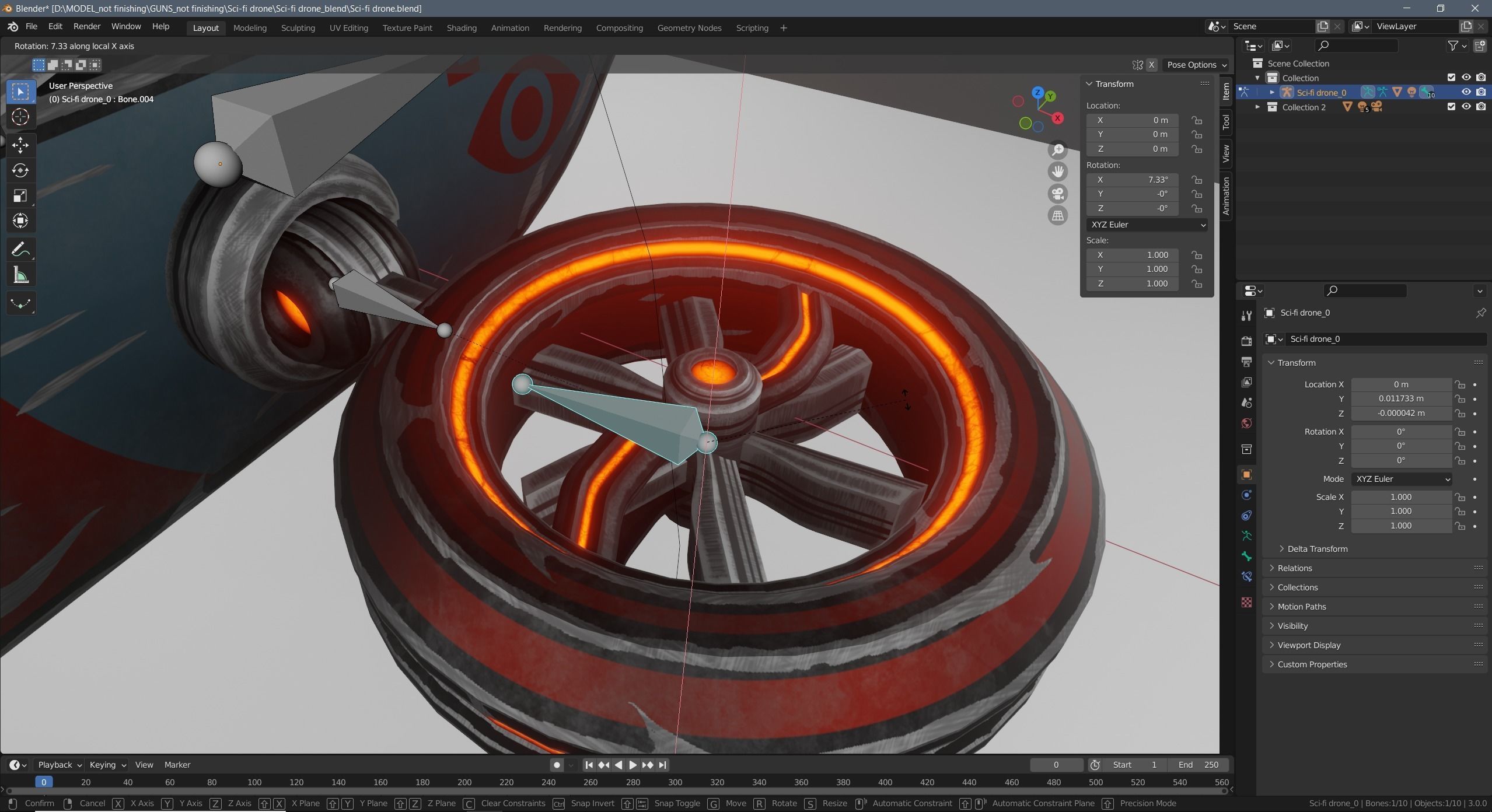 Sci-fi drone Low-poly 3D model_32