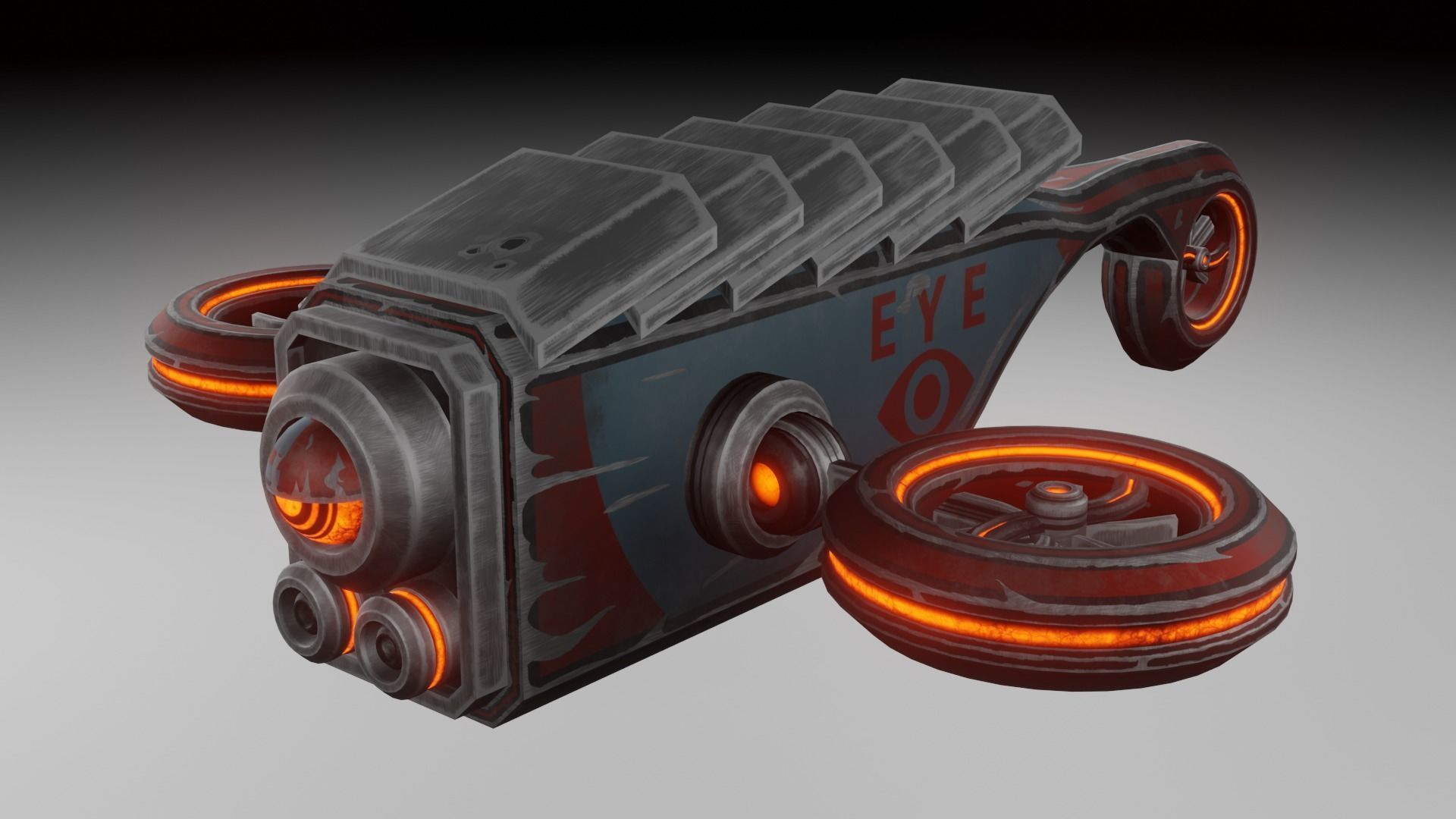 Sci-fi drone Low-poly 3D model_2