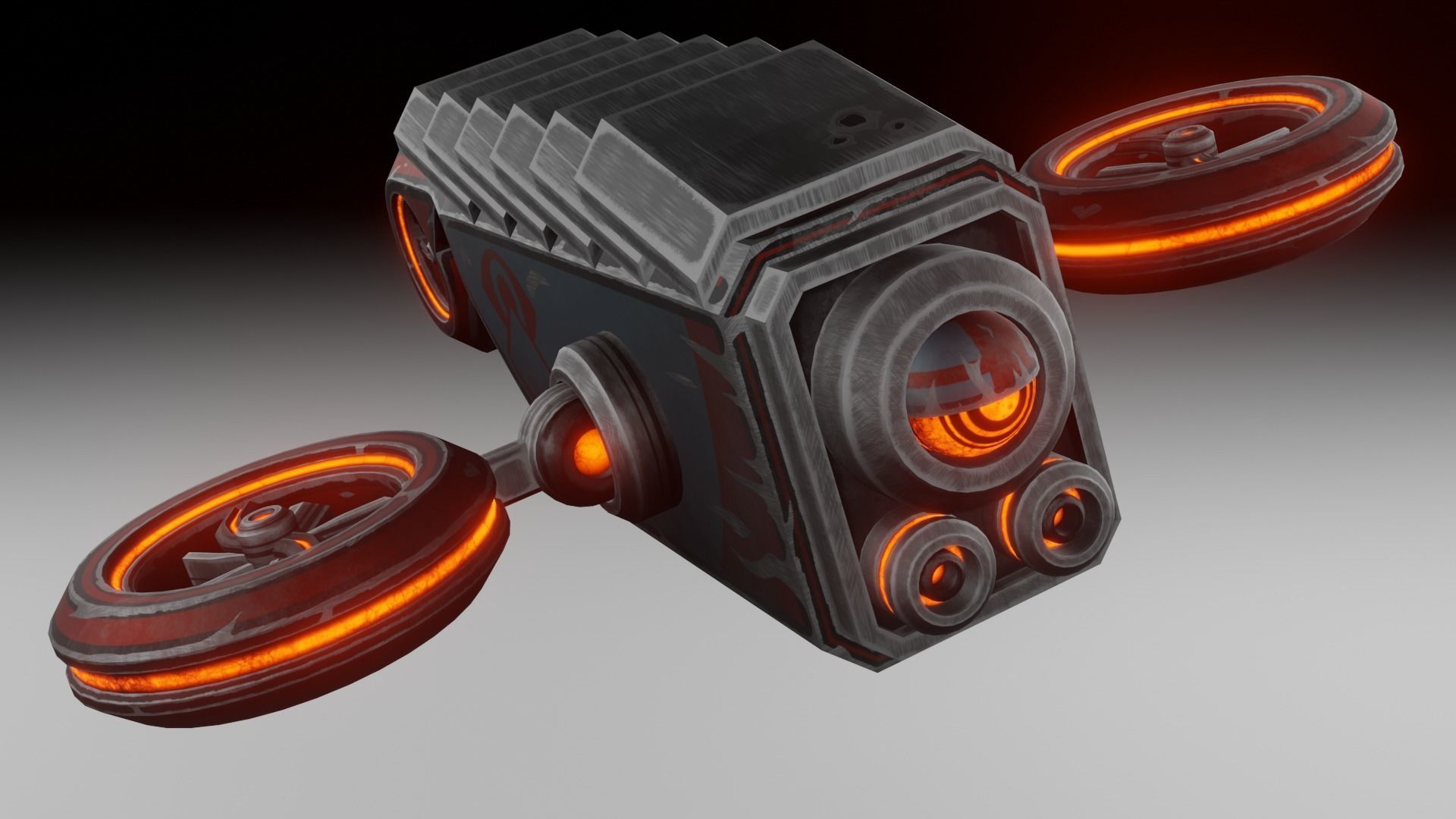 Sci-fi drone Low-poly 3D model_9