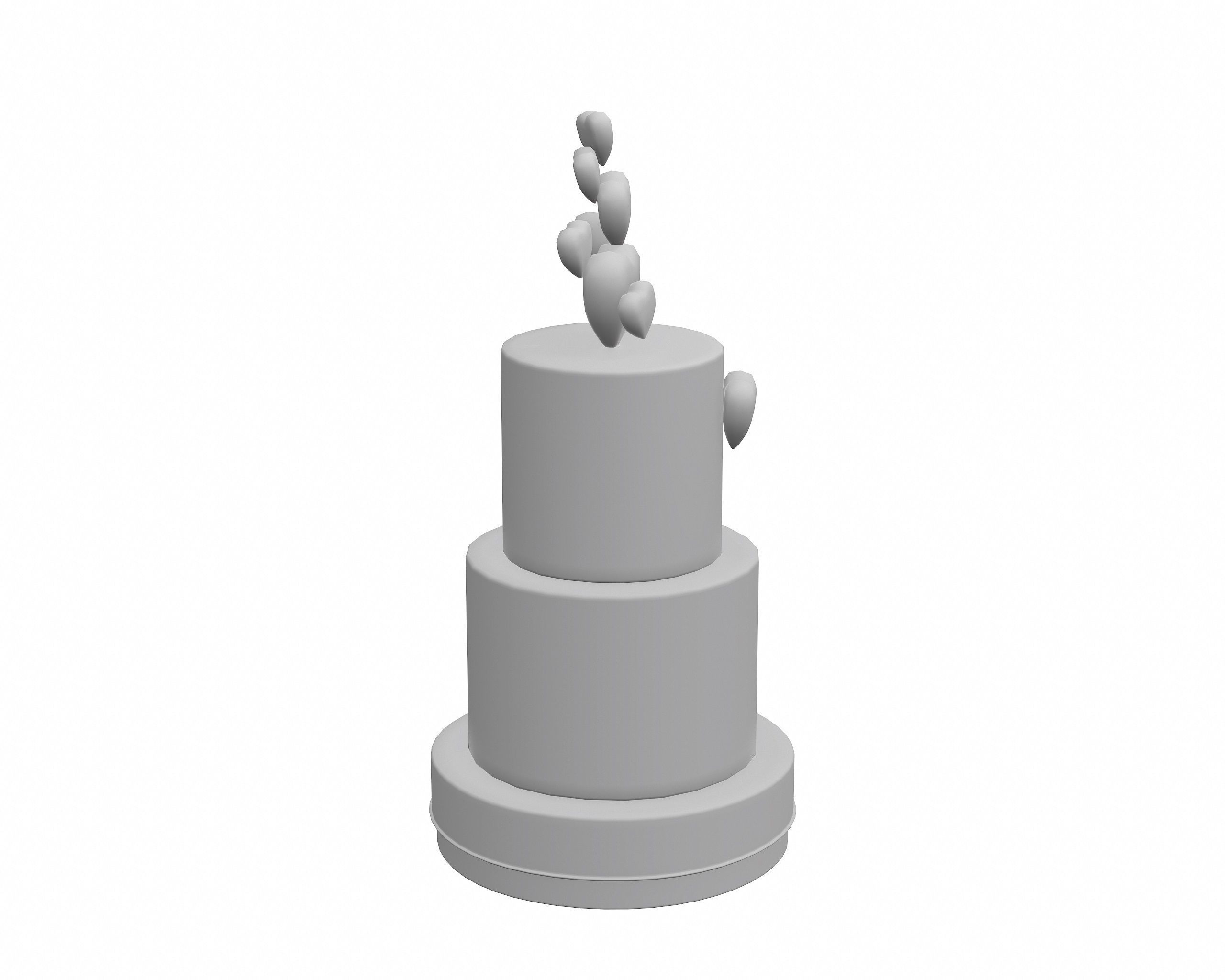 3D Two Tier Cake with Hearts decor 3D model_5