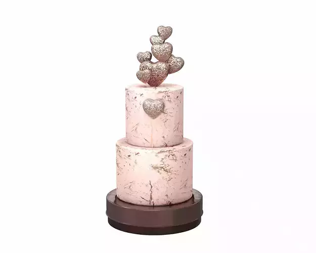  3D Two Tier Cake with Hearts decor