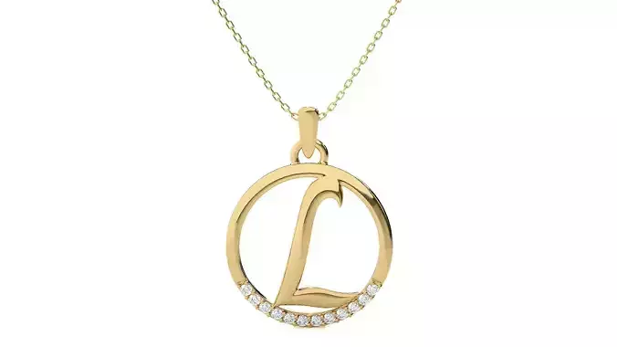 Alphabet - L rose gold curved bar necklace