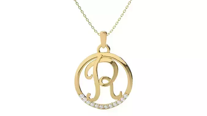 Alphabet - R rose gold pendant with diamonds
