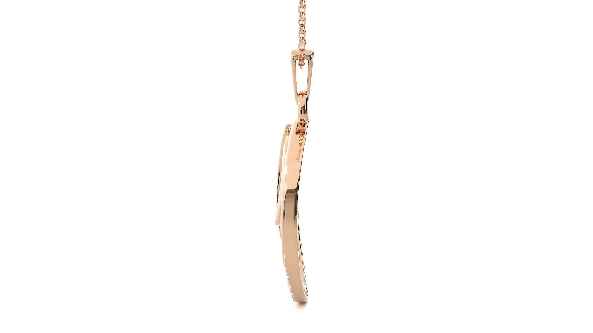 Alphabet - R rose gold pendant with diamonds 3D print model_4