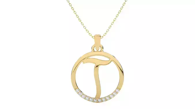 Alphabet - T rose gold necklace with diamond in middle
