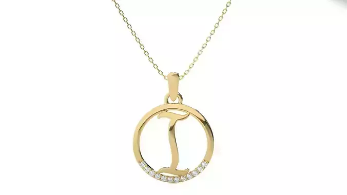 Alphabet - I rose gold necklace with diamond in middle