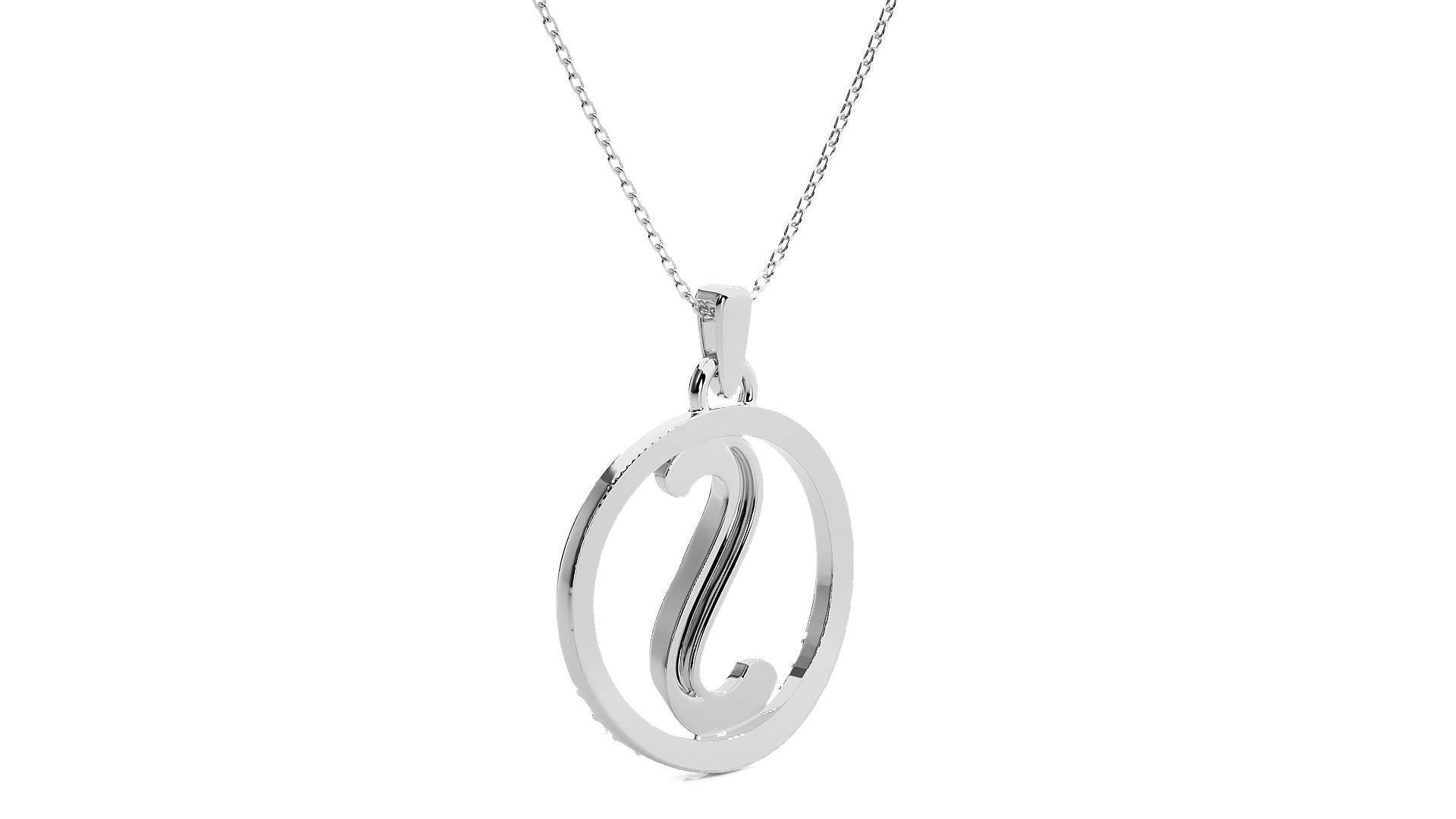 Alphabet - S rose gold necklace with diamond and ruby pendant 3D print model_9