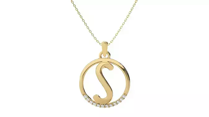 Alphabet - S rose gold necklace with diamond and ruby pendant