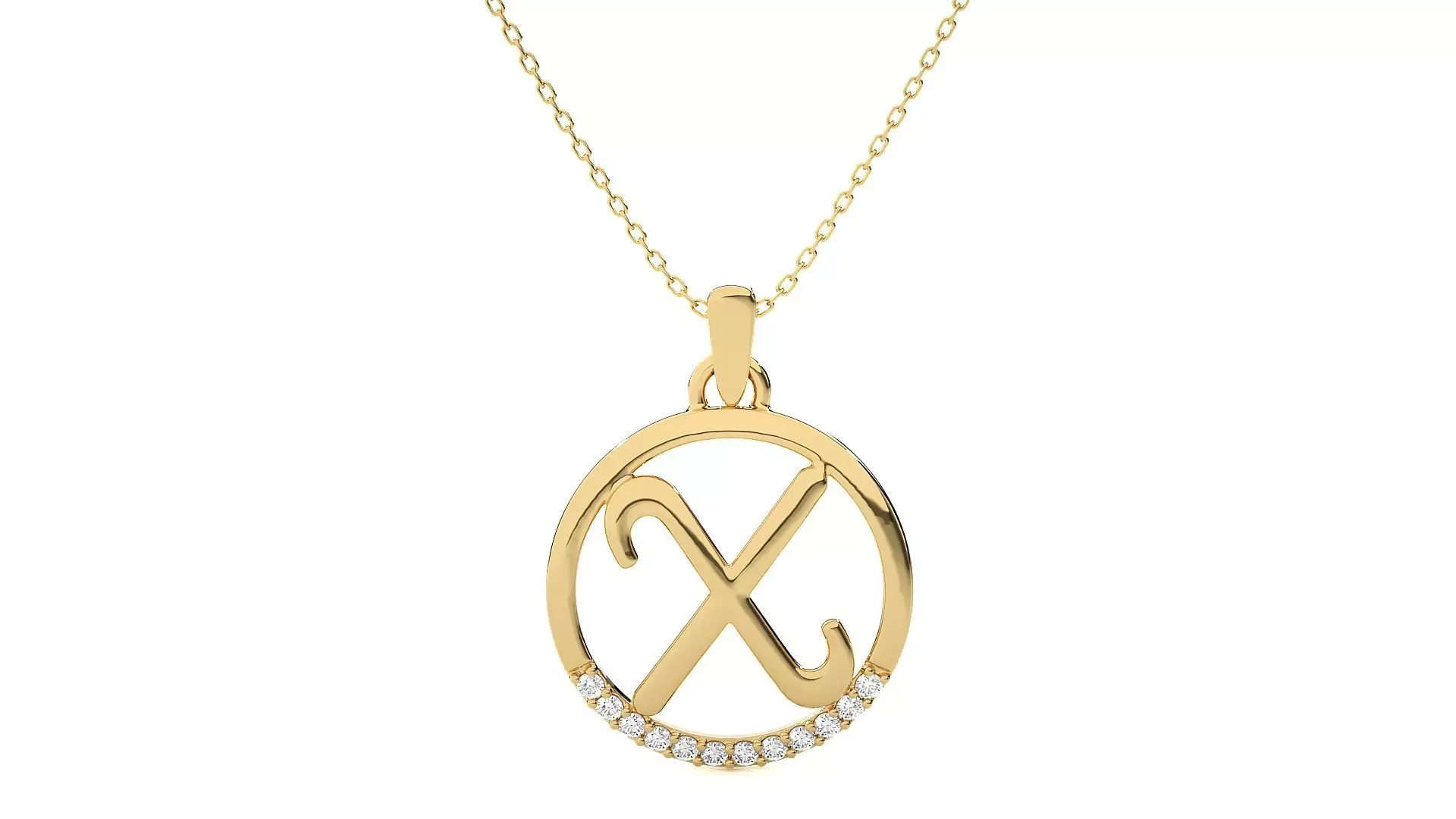 Alphabet - X rose gold arrow pendant 3D print model_0