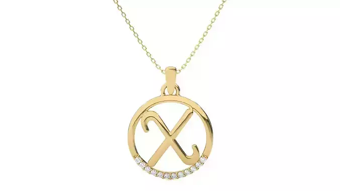 Alphabet - X rose gold arrow pendant