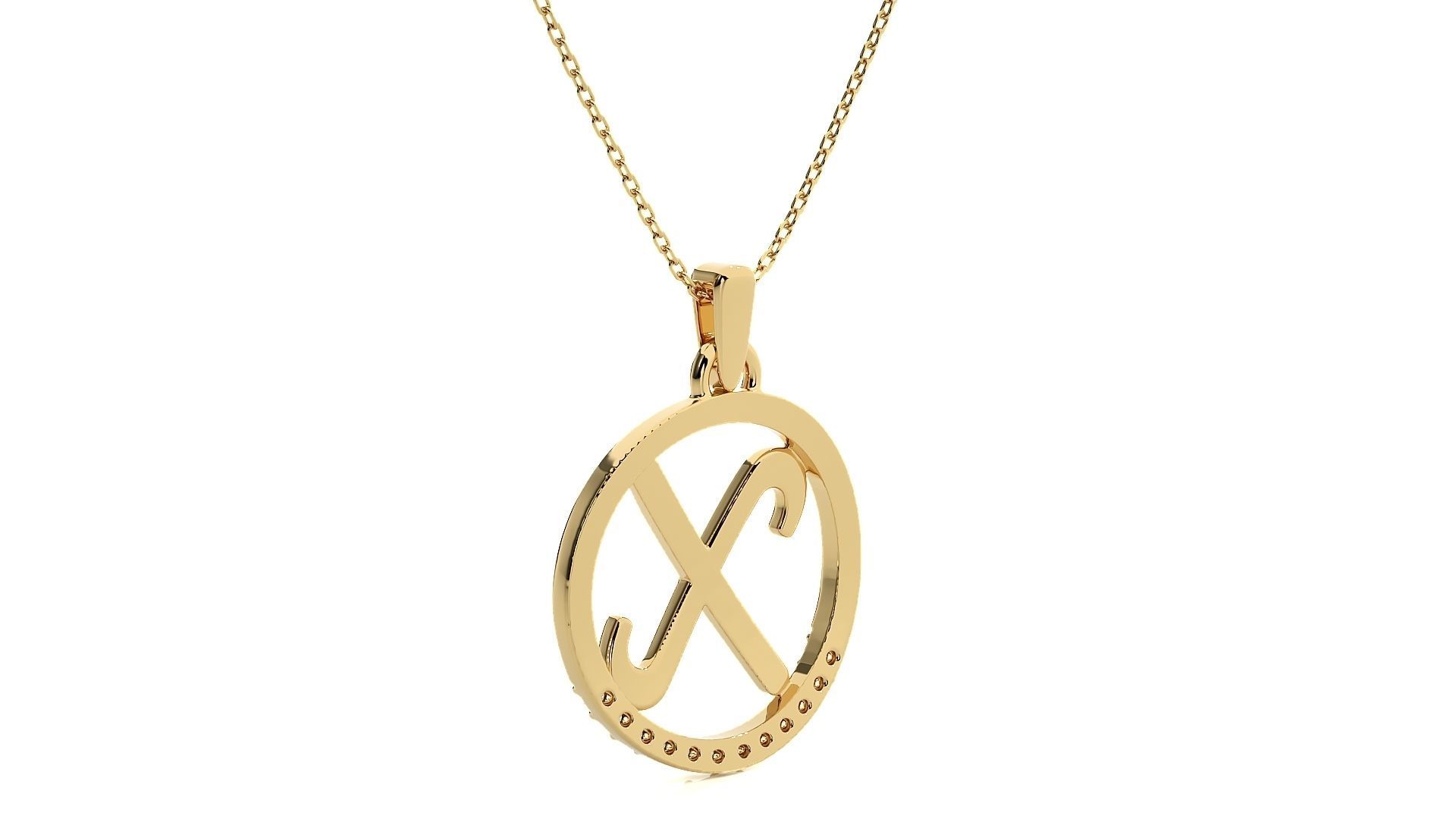 Alphabet - X rose gold arrow pendant 3D print model_12