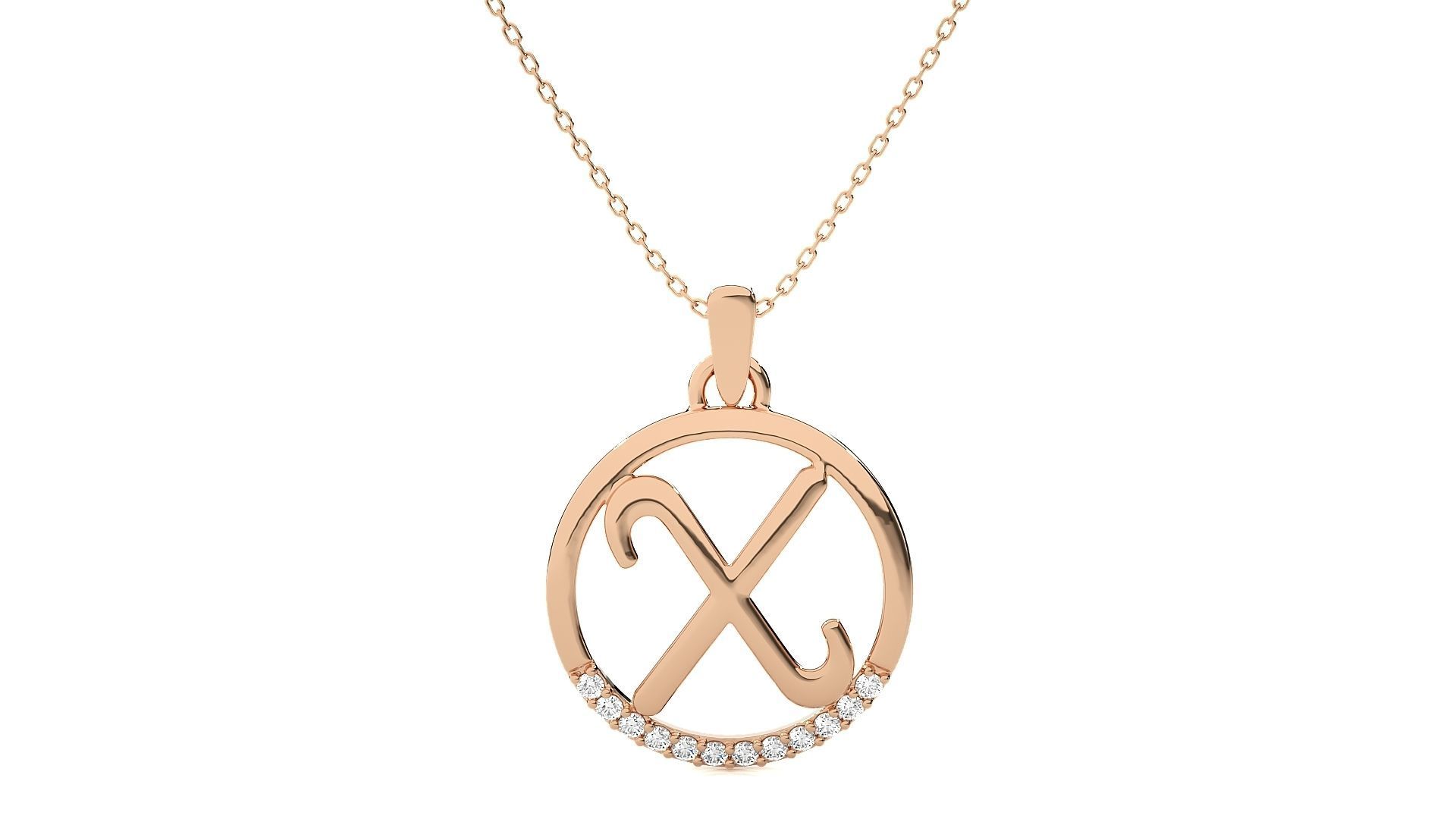 Alphabet - X rose gold arrow pendant 3D print model_2