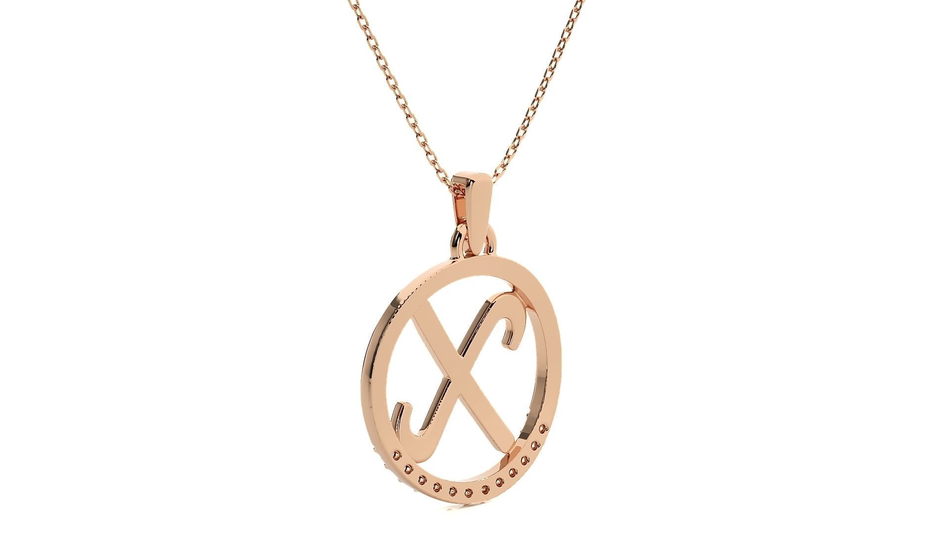 Alphabet - X rose gold arrow pendant 3D print model_5