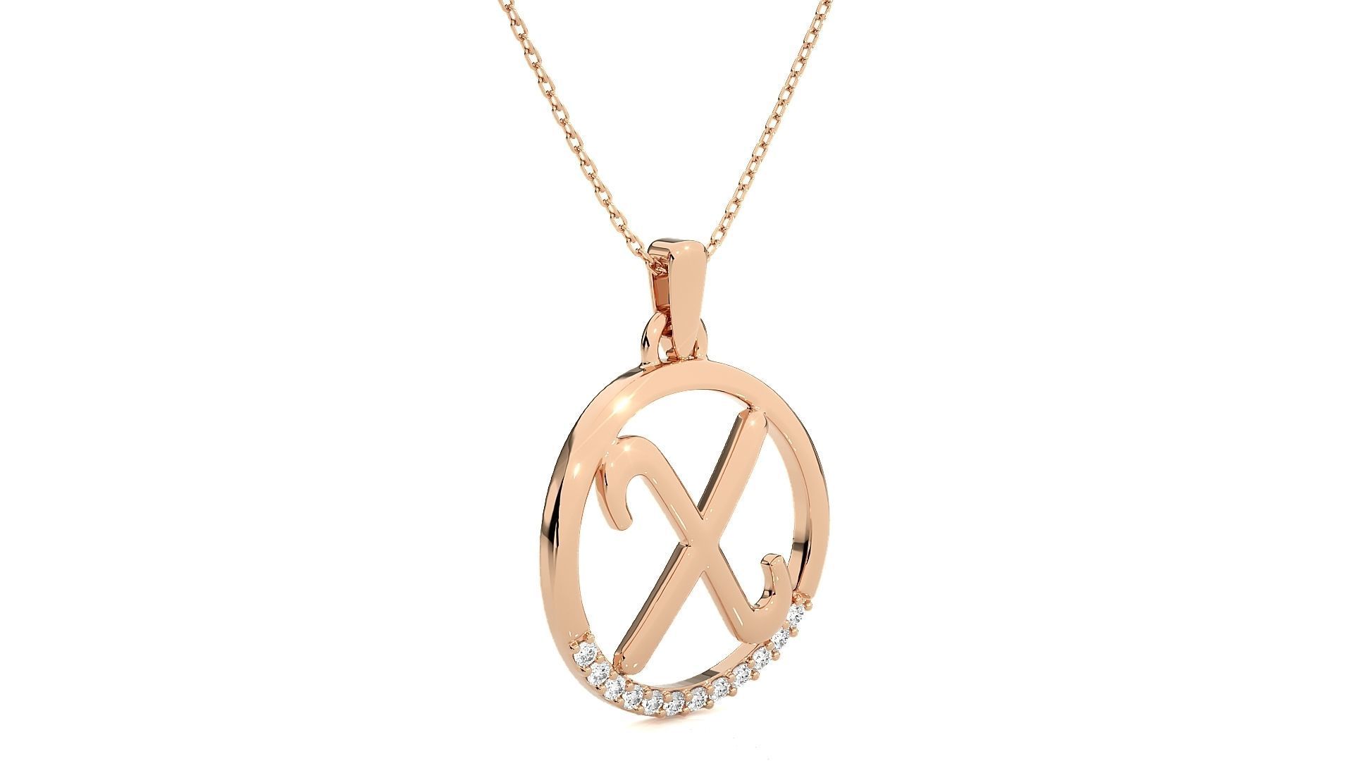 Alphabet - X rose gold arrow pendant 3D print model_3