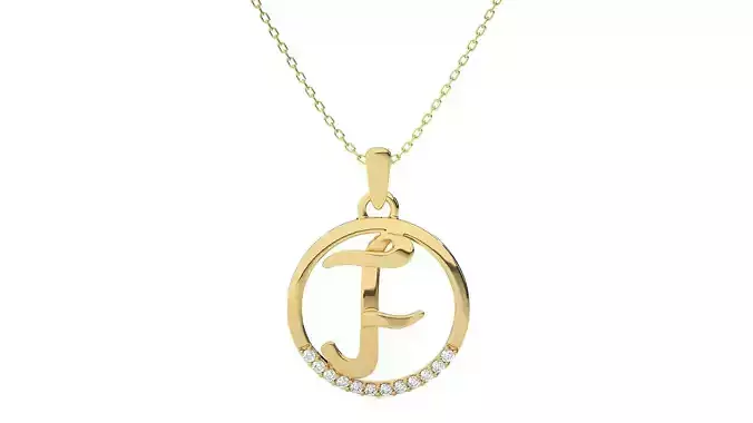 Alphabet - F rose gold necklace with diamonds