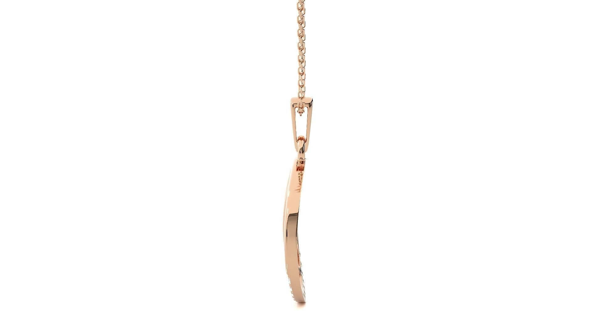 Alphabet - N necklace with rose gold chain 3D print model_4