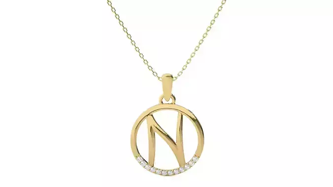 Alphabet - N necklace with rose gold chain