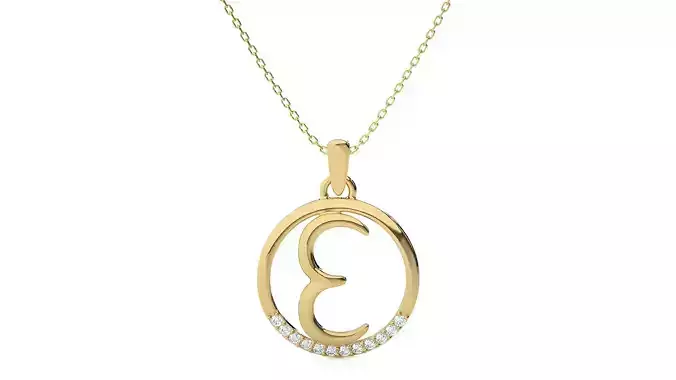 Alphabet - E necklace with rose gold chain