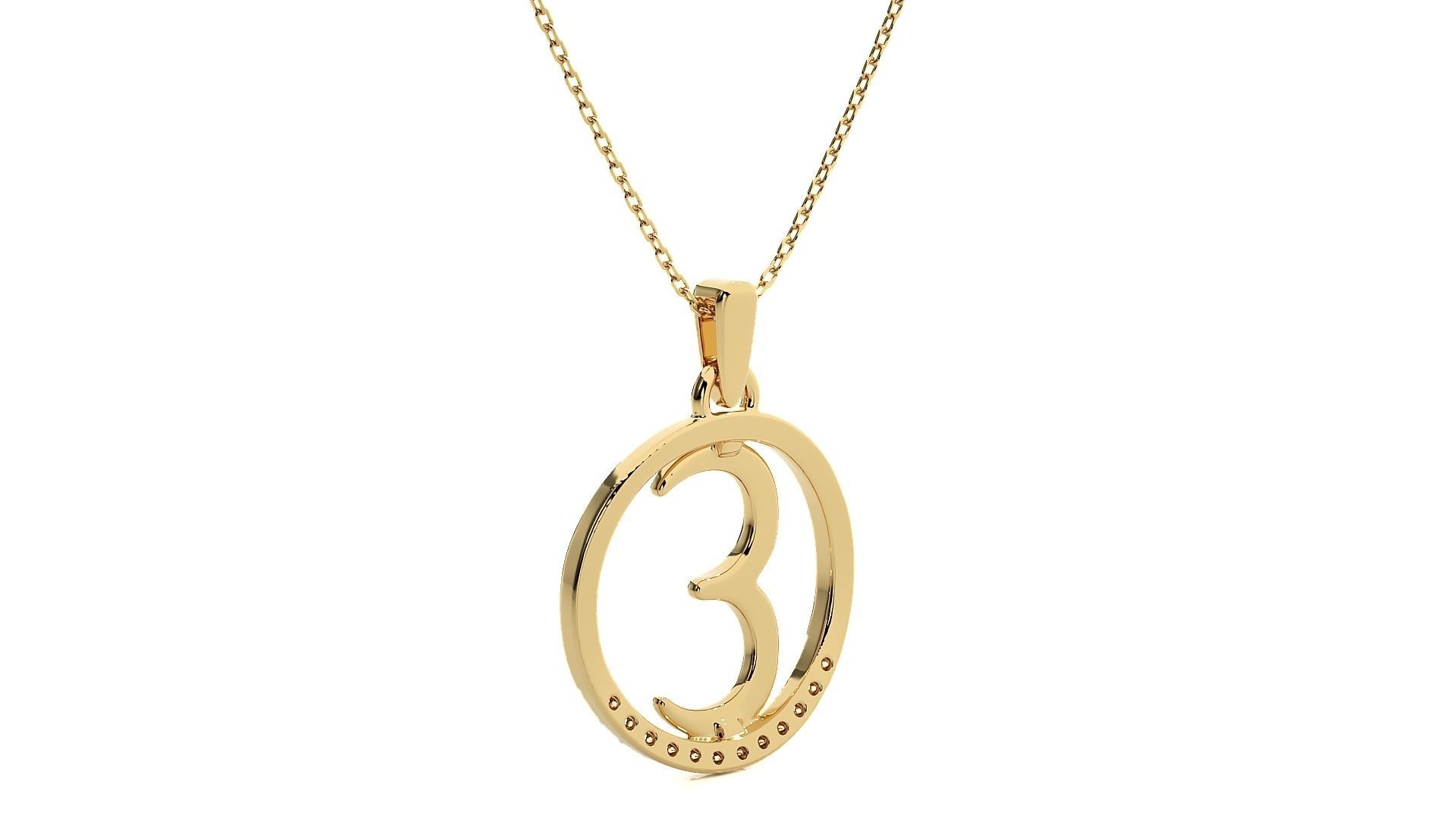 Alphabet - E necklace with rose gold chain 3D print model_12
