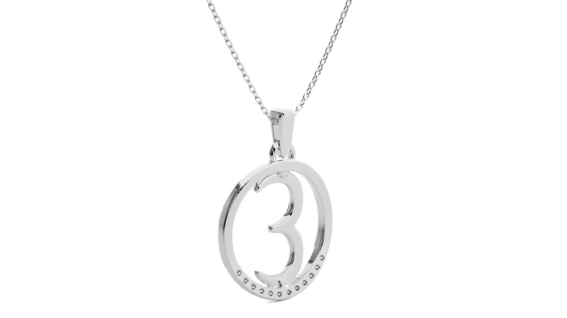 Alphabet - E necklace with rose gold chain 3D print model_9