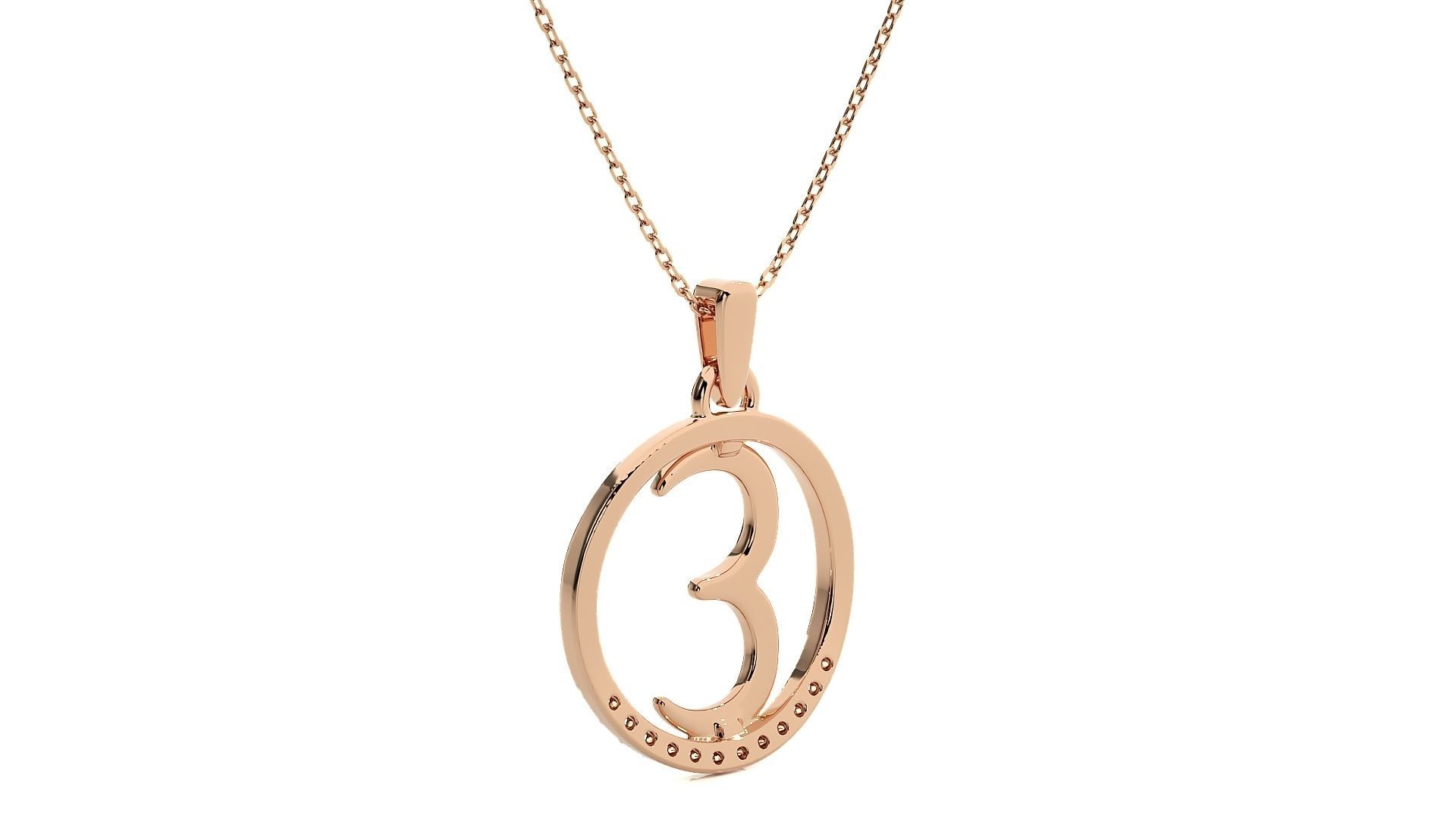 Alphabet - E necklace with rose gold chain 3D print model_5