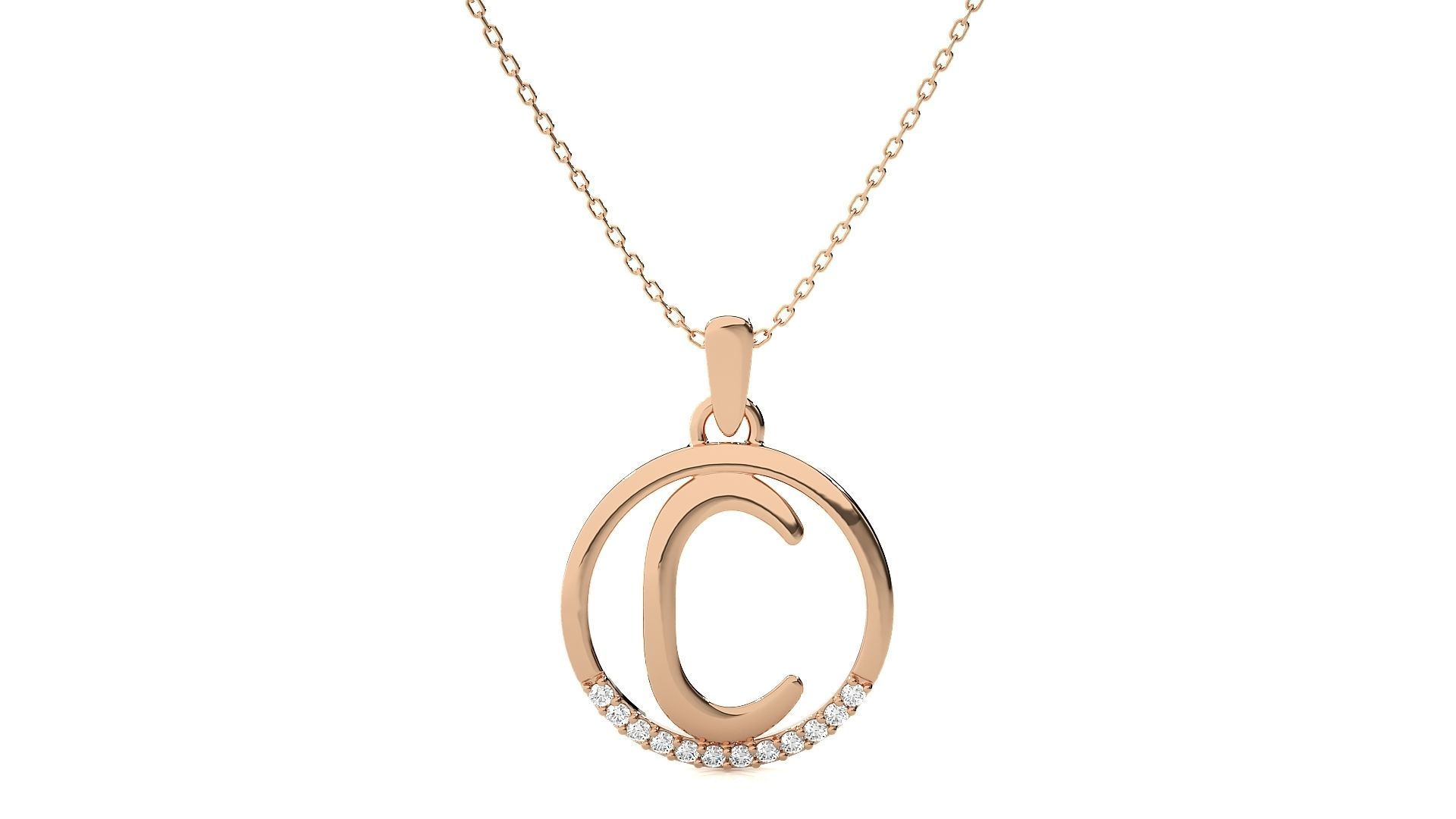 Alphabet - C rose gold arrow necklace 3D print model_2