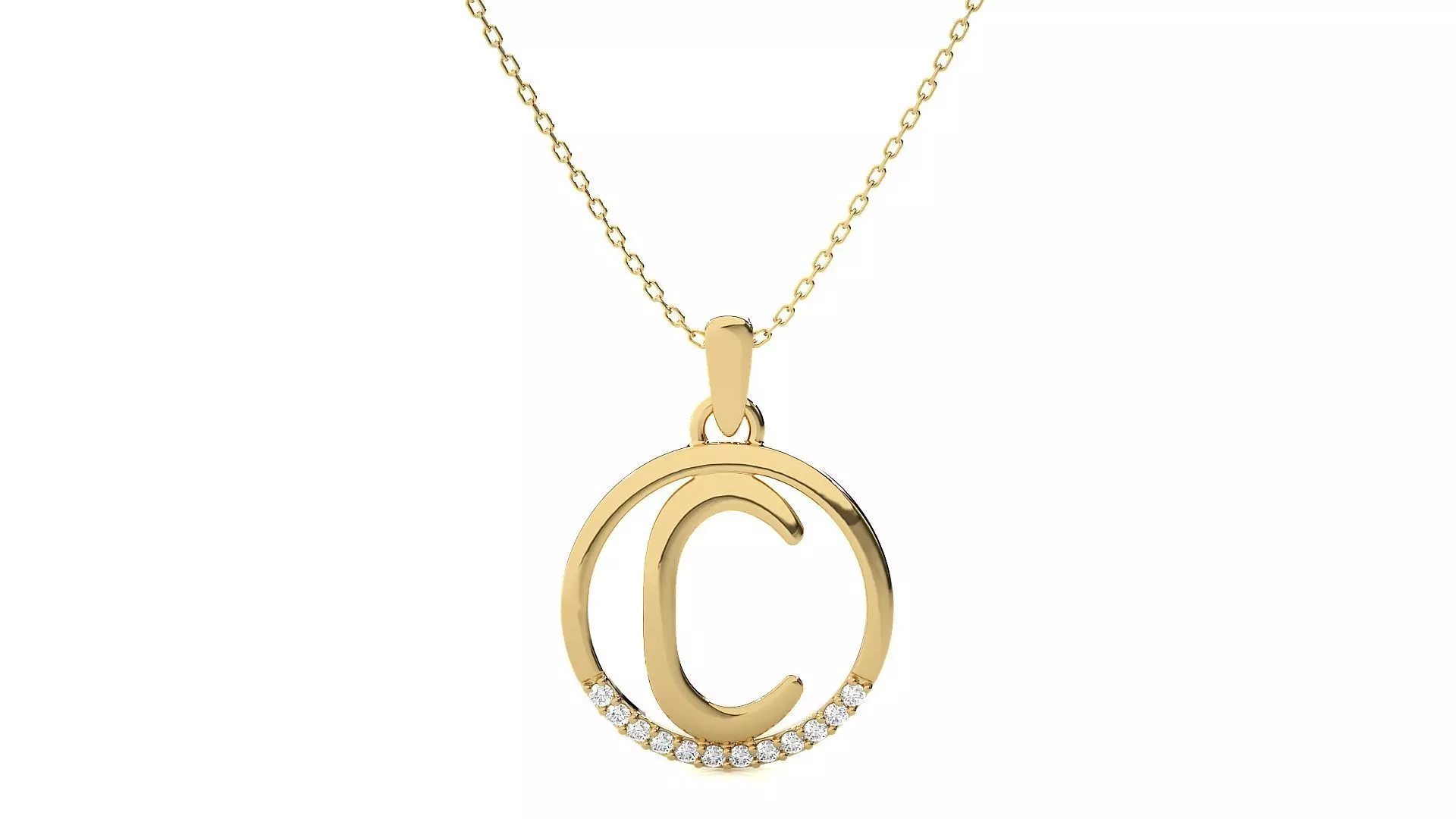 Alphabet - C rose gold arrow necklace 3D print model_0