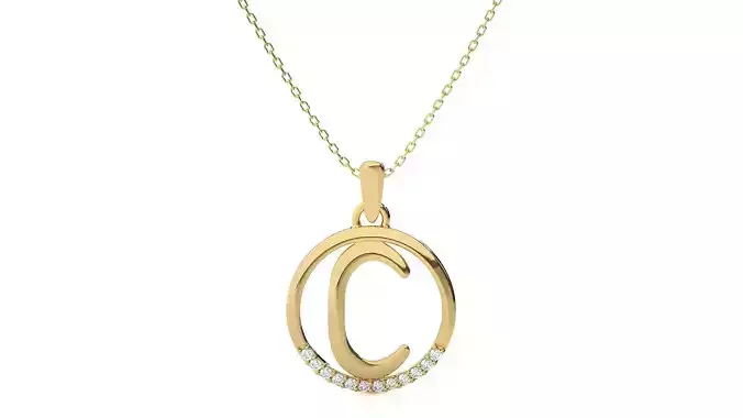 Alphabet - C rose gold arrow necklace