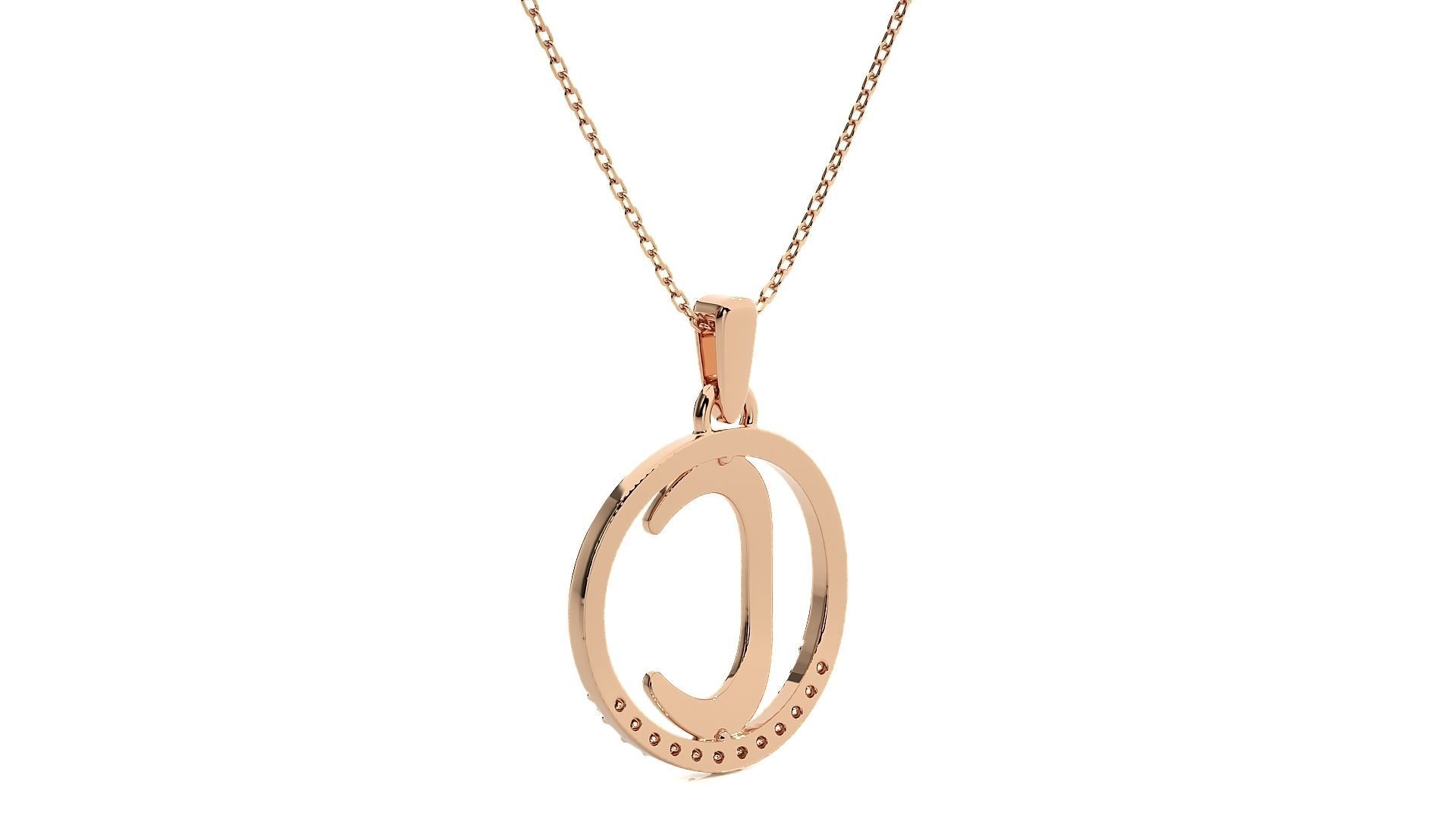 Alphabet - C rose gold arrow necklace 3D print model_5