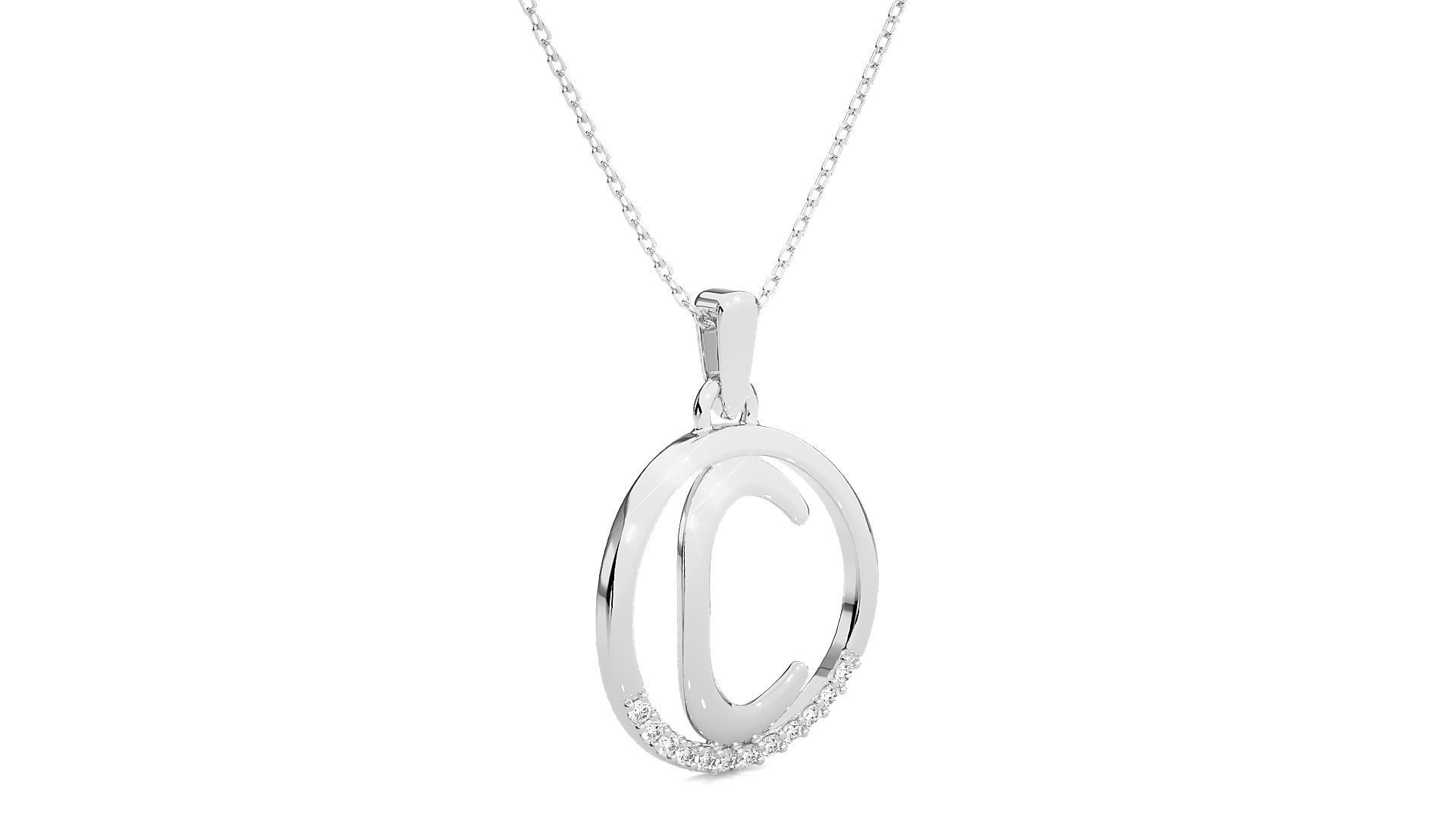 Alphabet - C rose gold arrow necklace 3D print model_7